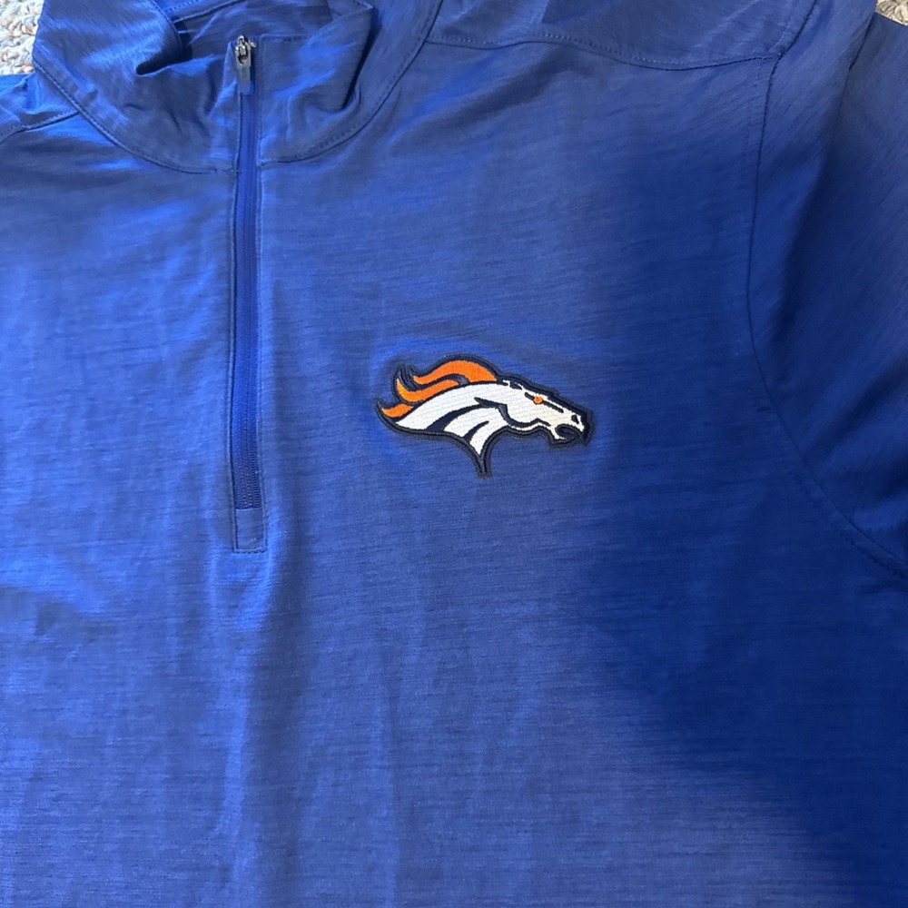 Antigua Denver Broncos 1/4 Zip Long Sleeve Medium Men's Blue Pullover NWT NFL - Picture 3 of 5